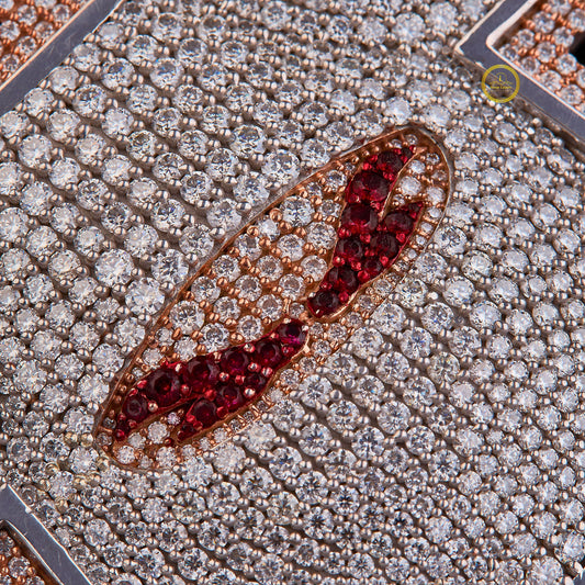 Iced Out Airplane Pendant with Red Gemstone & Pave - view 4