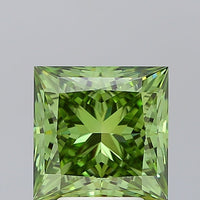 Custom Luxury 4.05 CT Princess Shape Fancy Vivid Green Color VS1 Clarity Moissanite Diamond For Cocktail Ring