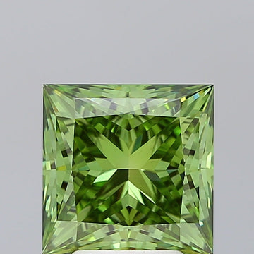 Custom Luxury 4.05 CT Princess Shape Fancy Vivid Green Color VS1 Clarity Moissanite Diamond For Cocktail Ring