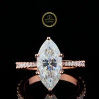 3.50 CT Marquise Shape Moissanite Diamond Ring By Ivevar.