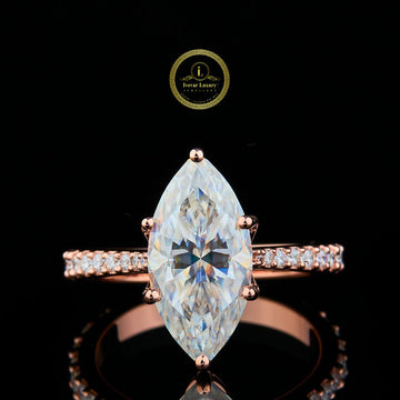3.50 CT Marquise Shape Moissanite Diamond Ring By Ivevar.