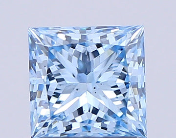 Timeless Fancy Vivid Blue Color SI1 Clarity 1.05 CT Princess Shape Moissanite Diamond For her Ring