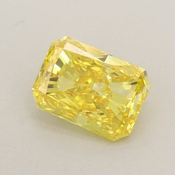 Unique 0.53 CT Radiant Shape Fancy Vivid Yellow Color VVS1 Clarity Lab Grown Diamond For Sweet Light