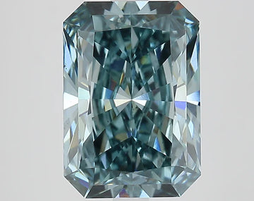 Designer Of 4.02 CT Emerald Shape Fancy Intense Greenish Blue Color VS2 Clarity Moissanite Diamond For That Day