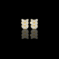 0.42 TCW Modern Butterfly Moissanite Diamond Stud Earrings with Triple Row Brilliant Design