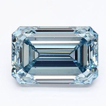 Ultimate Of 1.62 CT Emerald Shape Fancy Intense Blue Color VS2 Clarity Lab Grown Diamond For Dear Time