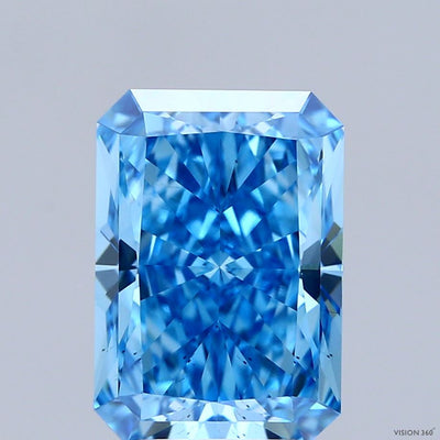 4.08 Ct Emerald Cut Fancy Vivid Blue Lab Grown Diamond - VS2 Clarity