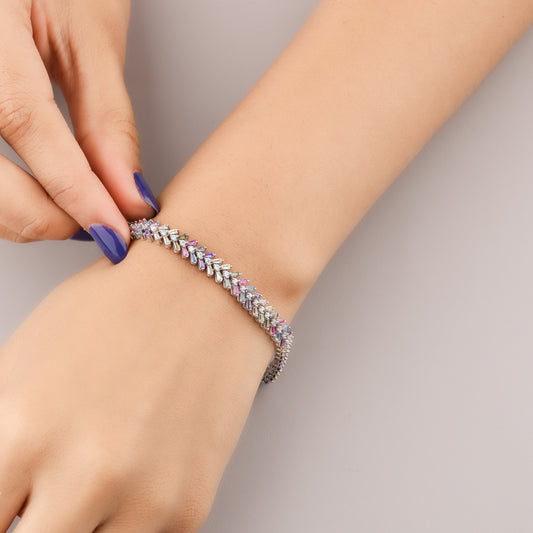 Luxury rainbow sapphire diamond bracelet by Ivevar