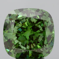 Stunning 4.03 CT Cushion Shape Fancy Vivid Green Color SI1 Clarity Moissanite Diamond For Custom Ring