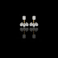 1.50 CT Emerald and Pear Cut Lab Diamond Halo Drop Earrings in Gold And Silver For Mother's Special