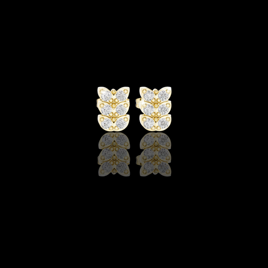 0.42 TCW Modern Butterfly Lab Grown Diamond Stud Earrings with Triple Row Brilliant Design