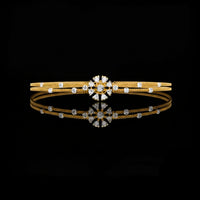 1.33 TCW Elegant Moissanite Double Band Bracelet Adorned with Sparkling Round Diamonds and Floral Motif By Ivevar