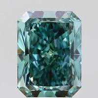 Brilliant Of 4.01 CT Emerald Shape Fancy Vivid Bluish Green Color VS2 Clarity Moissanite Diamond For One Step