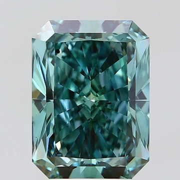 Brilliant Of 4.01 CT Emerald Shape Fancy Vivid Bluish Green Color VS2 Clarity Moissanite Diamond For One Step
