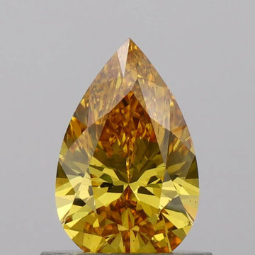 Perfect 0.70 CT Pear Shape Fancy Vivid Orangy Yellow Color VS2 Clarity Moissanite Diamond For Low Fire