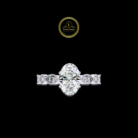 Vintage Oval Cut Moissanite Diamond Engagement Ring Timeless Gold Setting By Ivevar