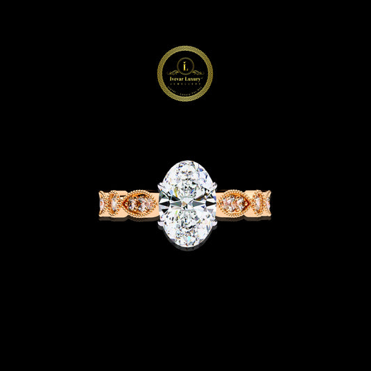 Vintage Oval Cut Engagement Lab Grown Diamond Ring Timeless Gold Setting By Ivevar