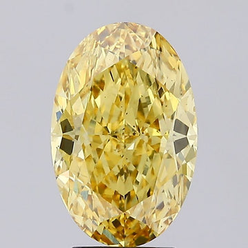 Bright Of 4.80 CT Oval Shape Fancy Vivid Yellow Color VS2 Clarity Lab Grown Diamond For Silver Days