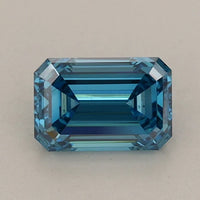 Bold Beauty Of 0.90 CT Emerald Shape Fancy Vivid Blue Color VS2 Clarity Moissanite Diamond For Soft Wind