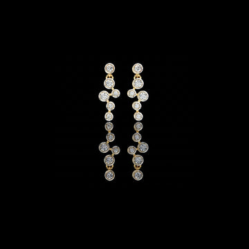 0.80 TCW Sophisticated Multi-Round Bezel Moissanite Diamond Drop Earrings in Gleaming Gold Finish