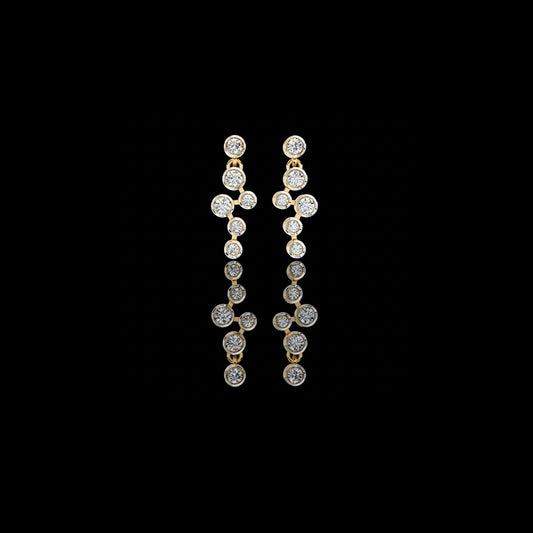 0.80 TCW Sophisticated Multi-Round Bezel Moissanite Diamond Drop Earrings in Gleaming Gold Finish