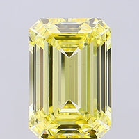 Ultimate 5.20 CT Emerald Shape Fancy Intense Yellow Color VS1 Clarity Lab grown Diamond For Anniversary Ring