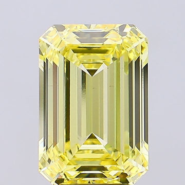 Ultimate 5.20 CT Emerald Shape Fancy Intense Yellow Color VS1 Clarity Lab grown Diamond For Anniversary Ring