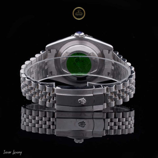Green Classic Date Dial Diamond Watch Stainless Steel Band Lab Grown Diamond Perfect Birthday Gift for Her New Age Fction Day