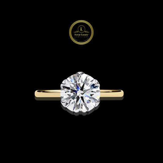 Unique Round Cut Diamond Engagement Ring Antique Gold by Ivevar