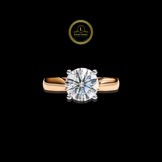 Classic Round Cut Solitaire Ring Vintage Yellow Gold Setting by Ivevar