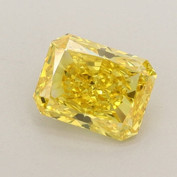 Classic 0.65 CT Radiant Shape Fancy Vivid Yellow Color VVS1 Clarity Lab Grown Diamond For Blue Silence