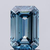 Fantastic Of 1.55 CT Emerald Shape Fancy Vivid Blue Color VS2 Clarity Lab Grown Diamond For Faint Echo