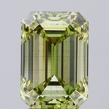 Designer 3.56 CT Emerald Shape Fancy Intense Greenish Yellow Color VS2 Clarity Lab grown Diamond For Birthday Ring