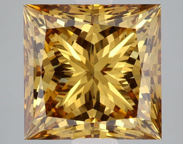 Shiny 5.03 CT Princess Shape Fancy Vivid Brownish Yellow Color VS2 Clarity Moissanite Diamond For Anniversary Ring