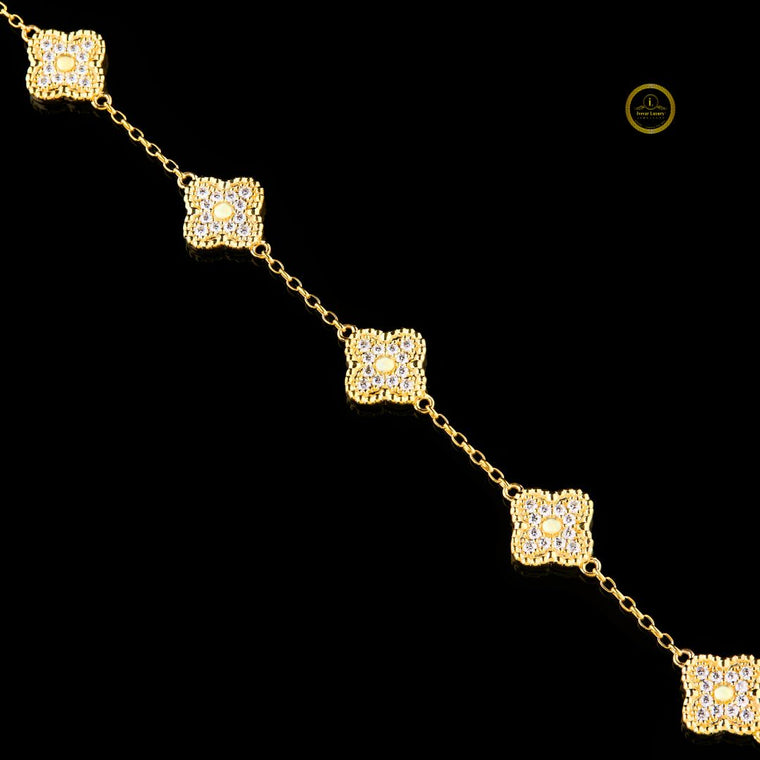 Round Cut Lab Grown Diamond Clover Chain Bracelet - view 2
