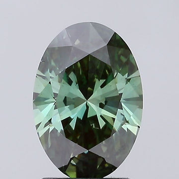 Fantastic Of 1.60 CT Oval Shape Fancy Deep Green  Color VS2 Clarity Lab Grown Diamond For Silent Flame