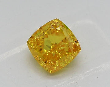 Classic 0.96 CT Cushion Shape Fancy Vivid Yellow Color VVS1 Clarity Lab Grown Diamond For That Look