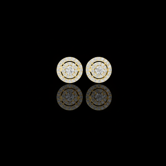 0.37 CT Celestial Round Halo Lab Grown Stud Earrings with Double Circle Brilliance Design For Lovely Girl