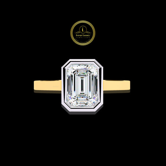 Romantic Emerald Cut Lab Grown Diamond Ring Heirloom Gold Setting By Ivevar