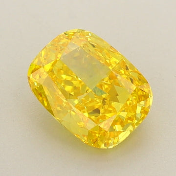 Luxury 1.01 CT Cushion Shape Fancy Vivid Yellow Color VVS1 Clarity Lab Grown Diamond For First Rain