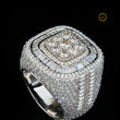 Full Silver Ice Out Round and Baguette Cut Lab Grown Diamond HipHop Ring - view 2