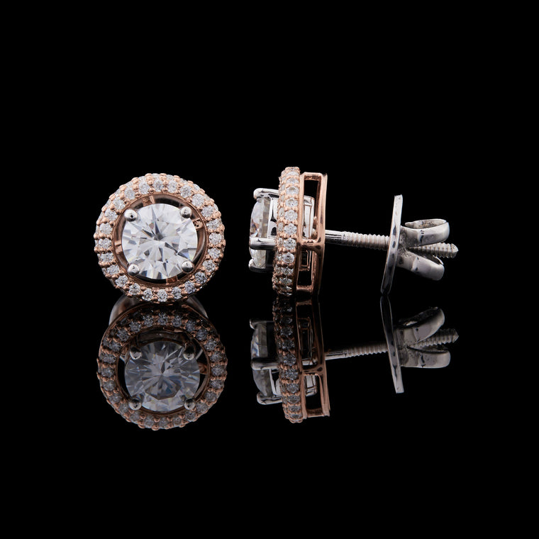 Round Cut Moissanite Earrings - view 2
