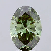 Excellent Of 3.77 CT Oval Shape Fancy Vivid Green Color VS2 Clarity Moissanite Diamond For Wide Blue Warm Shadows