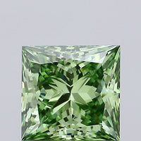 Sustainable 0.91 CT Princess Shape Fancy Vivid Green Color VS2 Clarity Lab Grown Diamond For No Rush