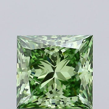Sustainable 0.91 CT Princess Shape Fancy Vivid Green Color VS2 Clarity Lab Grown Diamond For No Rush