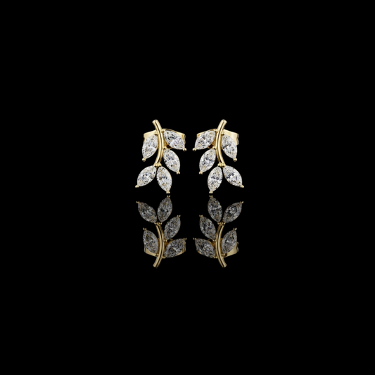 0.52 TCW Classy Lab Grown Marquise Cut Nature Inspired Leaf Diamond Stud Earrings For Partywear