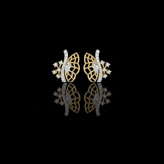 0.14 CT Butterfly Simple Round Moissanite Diamond Stud Earrings Understated Elegance for Professional Wear