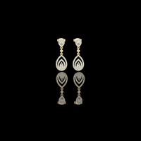 0.39 CT Ethereal Teardrop Halo Drop Lab Earrings in Gold with Layered Pear Cut Brilliance For Glam Girl