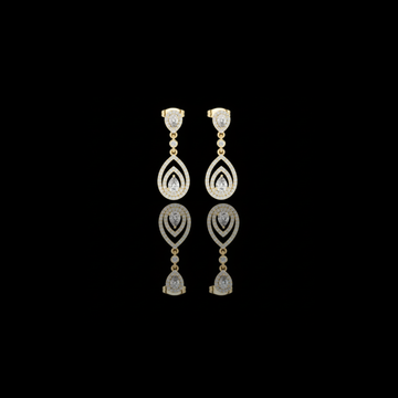 0.39 CT Ethereal Teardrop Halo Drop Lab Earrings in Gold with Layered Pear Cut Brilliance For Glam Girl
