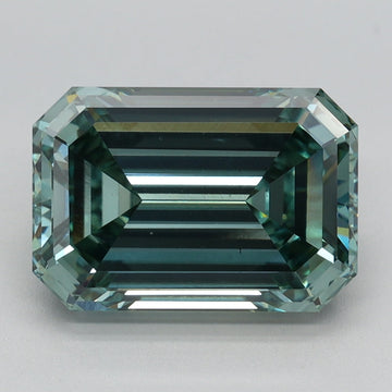 Fantastic Of 3.73 CT Emerald Shape Fancy Intense Green Color VS2 Clarity Lab Grown Diamond For True North